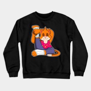 Cat at Yoga stretching exercises Legs Crewneck Sweatshirt